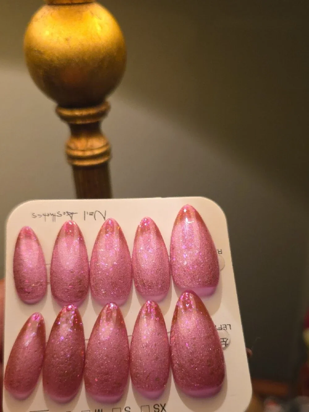 Pink Sparkle Press-On Nails Size Large